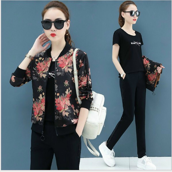 Set Bộ Dài Thể Thao Họa Tiết Hoa - BTN90